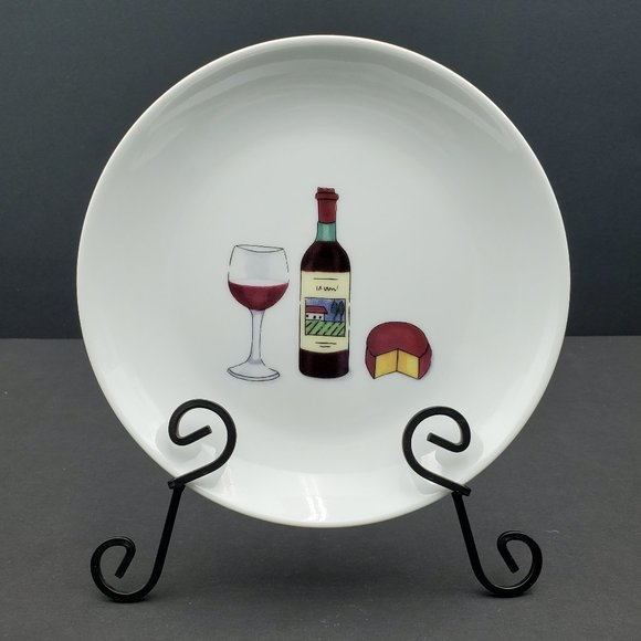 Boston Warehouse Wine & Cheese Appetizer Plates Nancy Green Dessert Snack Plates - Picture 3 of 6